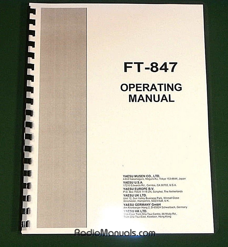 Yaesu FT-847 Operating Manual - Click Image to Close